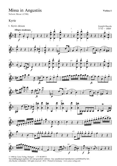 J. Haydn: Missa in Angustiis in d, GesGchOrchOr (Vl1)