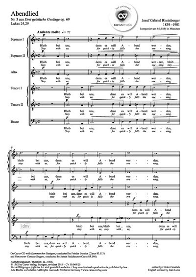 J. Rheinberger y otros.: Abendlied F-Dur op. 69, 3 (1855)