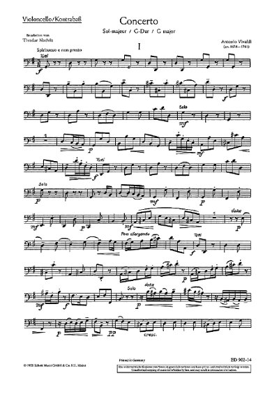 A. Vivaldi: Concerto G-Dur für Violine, St, VlStroOrg (VcKb)