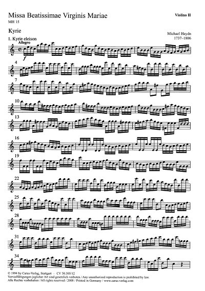 M. Haydn: Missa Beatissimae Virginis Mari, 4GesGchOrch (Vl2)