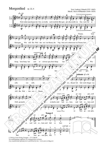 DL: H. Alexis: Morgenlied Es-Dur op. 22,4, Fch (Part.)