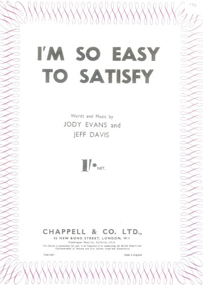 Jeff Davis, Jody Evans: I'm So Easy To Satisfy