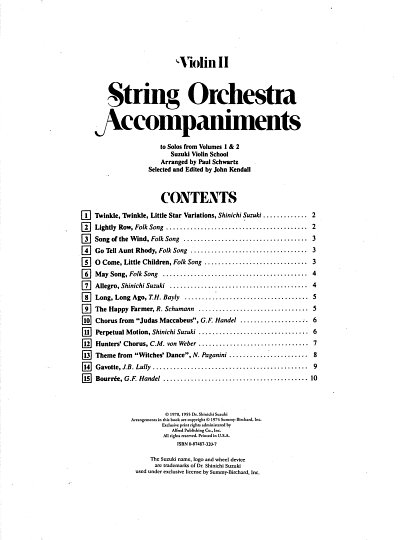 S. Suzuki: String Orchestra Accompaniments