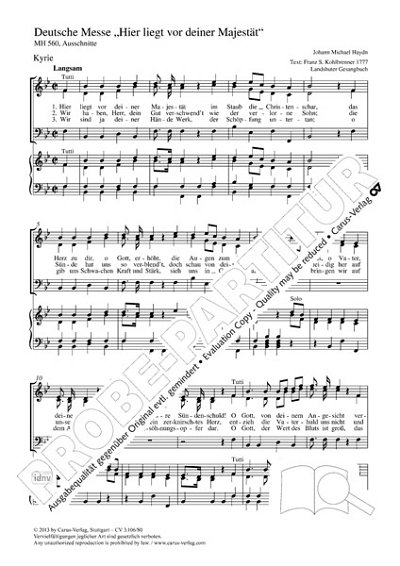 DL: M. Haydn: Deutsche Messe MH 560, GchOrg (Part.)
