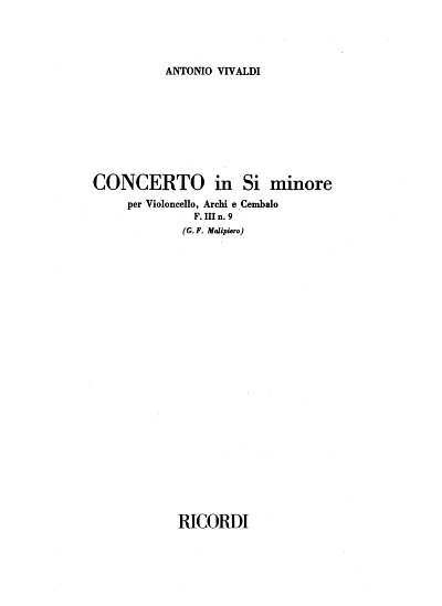 A. Vivaldi: Concerto in Si minore, VcStrCemb (Stsatz)