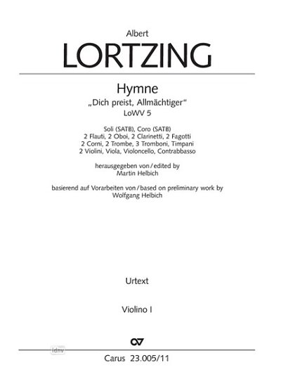 A. Lortzing: Hymne, 4GesGchOrch (Vl1)