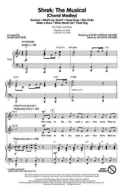 J. Tesori: Shrek: The Musical (Choral Medley, Ch2Klav (Chpa)