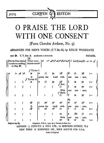 G.F. Händel: O Praise The Lord With One Con, Mch4Klav (Chpa)