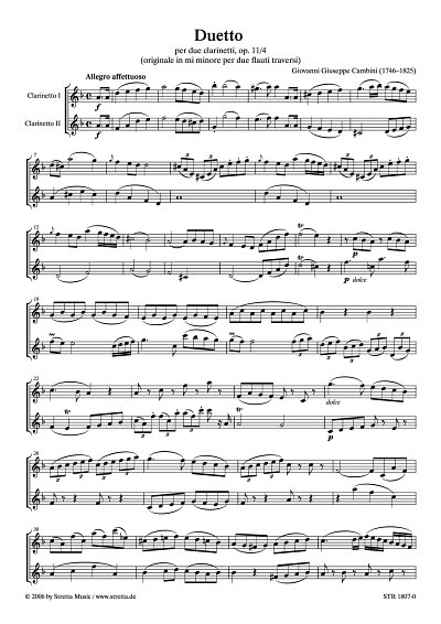 DL: G. Cambini: Duetto op. 11/4, per due clarinetti / (origi
