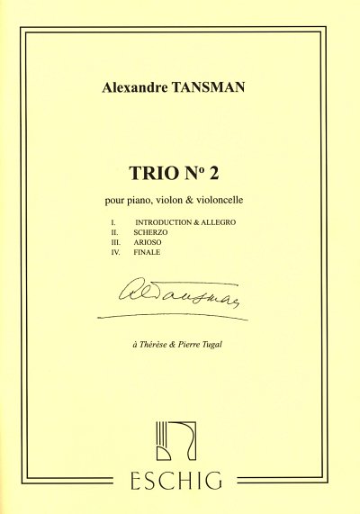 A. Tansman: Trio N. 2 , Pour Piano Violon Et Violonc (Part.)