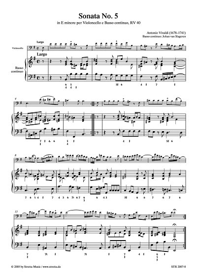 DL: A. Vivaldi: Sonate Nr. 5 e-Moll, RV 40 / fuer Violoncell