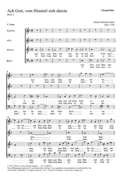 J.S. Bach: Ach Gott, vom Himmel sieh darein d-Moll BWV 2 (1724)