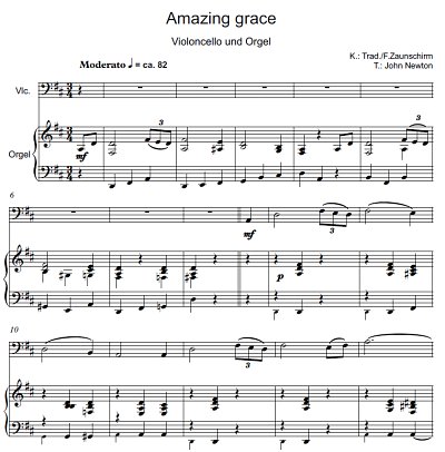 DL: (Traditional): Amazing Grace, VcOrg (Par2St)