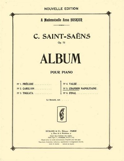 C. Saint-Saëns: Album op. 72 Extrait no 5 Chanson Napo, Klav