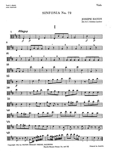 J. Haydn: Sinfonia Nr. 72 Hob. I:72, Sinfo (Vla)