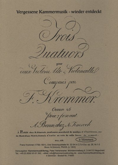 F. Krommer: Drei Streichquartette Nr. 32., Streichquartett (