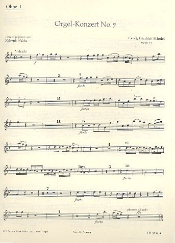 G.F. Händel: Orgel-Konzert Nr. 7 B-Dur op. 7/1 HW, 2ObFagStr