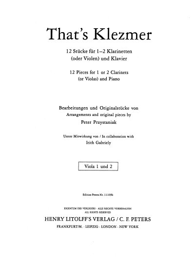 P. Przystaniak: That's Klezmer, 1-2KlarKlav