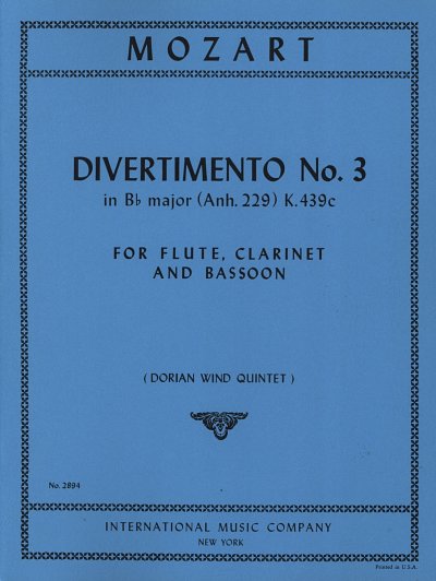 W.A. Mozart: Divertimento K 439C(Anh 229)N.3 Sib (Dorian)