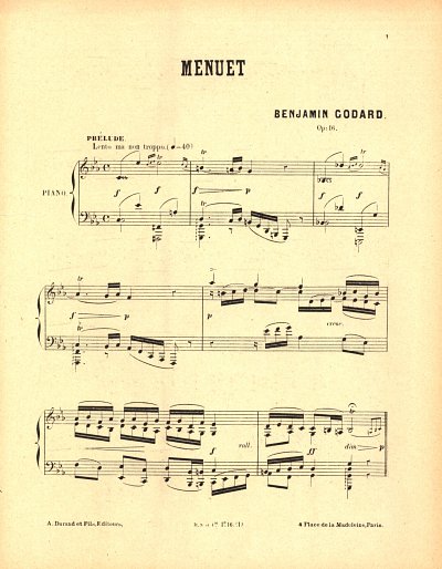 B. Godard: Menuet Andante Op 16 Piano , Klav