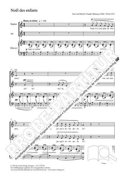DL: C. Debussy: Noël des enfants a-Moll (1915), FchKlav (Par
