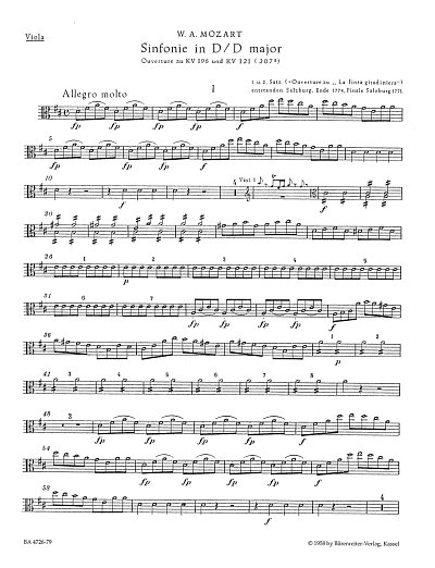 W.A. Mozart: Sinfonie D-Dur, Sinfo (Vla)
