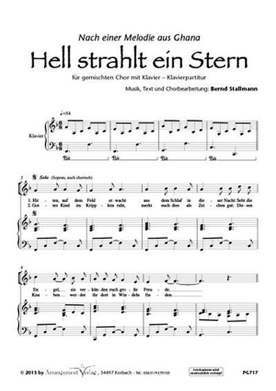 Bernd Stallmann Hell strahlt ein Stern (vierstimmig, GchKlav