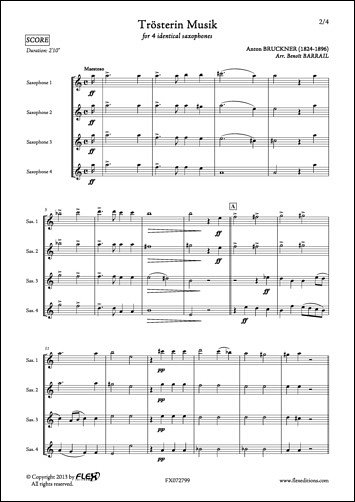 A. Bruckner: Trösterin Musik, 4Sax (Pa+St)