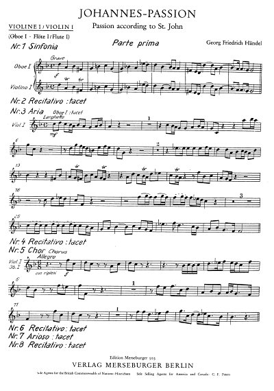 G.F. Handel: Johannes-Passion für gem Chor