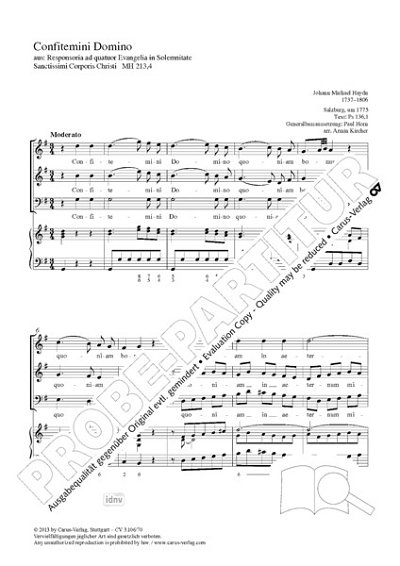 DL: M. Haydn: Confitemini Domino G-Dur MH 213,4 , Gch4Bc (Pa