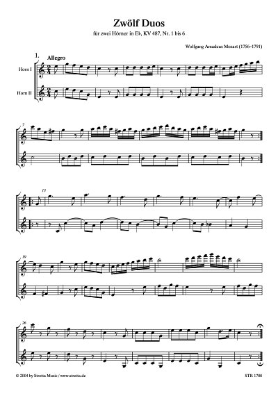 DL: W.A. Mozart: Zwoelf Duos KV 487 (Nr. 1-6)