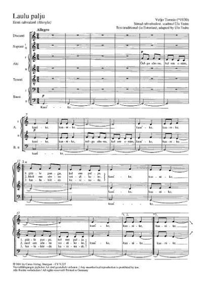 V. Tormis: Laulu palju (Liederhaufen)