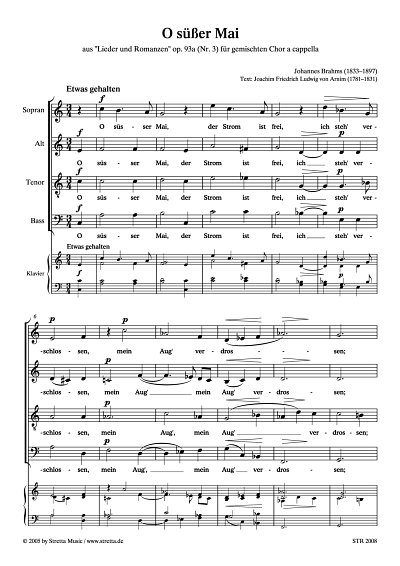 DL: J. Brahms: O suesser Mai Nr. 3, aus 