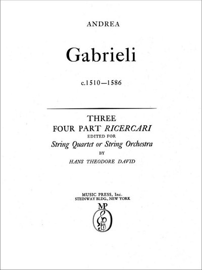 G. Andrea: Three Four-part Ricercari, 2VlVaVc (Part.)