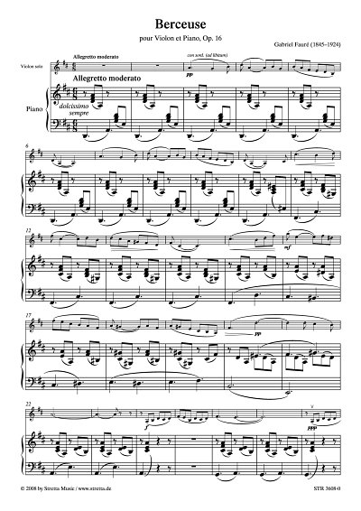 DL: G. Faure: Berceuse pour Violon et Piano, Op. 16