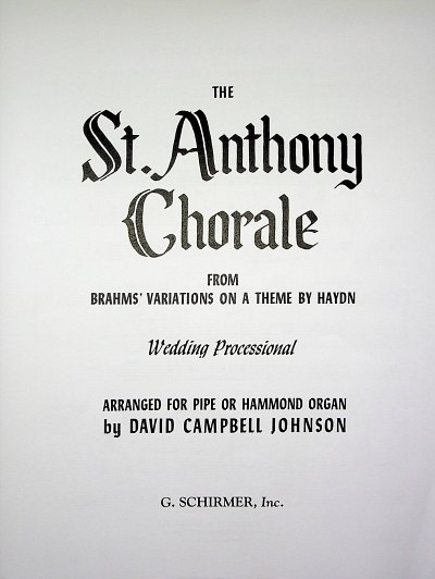J. Brahms: St Anthony Chorale, Org
