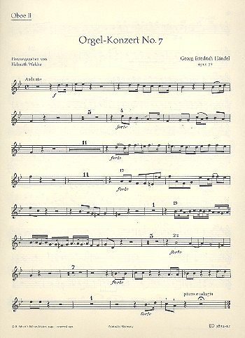 G.F. Händel: Orgel-Konzert Nr. 7 B-Dur op. , 2ObFagStr (Ob2)