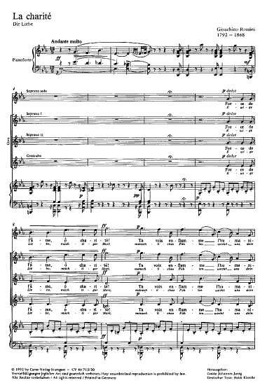 G. Rossini: La charité (Die Liebe; Ewige Liebe, mächtiger Hort) Es-Dur (1844 (?)