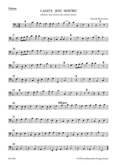 D. Buxtehude i inni: Canite Jesu nostro (Jauchzet hell, preiset laut) für zwei Soprane und Baß (Chor oder Soli), zwei Violinen, Violone und Basso continuo BuxWV 11