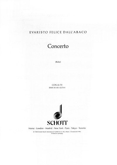 AQ: E.F. Dall'Abaco: Concerto g-Moll op. 2/5 , 2VlV (B-Ware)