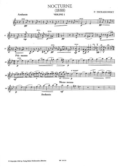 P.I. Tschaikowsky: Nocturne op. 19/4, VcStr (Vl1)