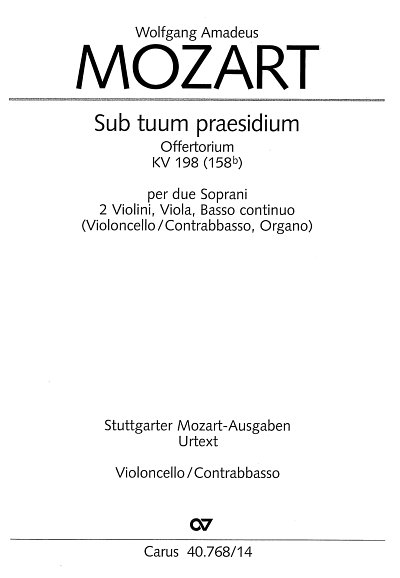 W.A. Mozart: Sub tuum praesidium F-Dur K, 2GesStroOrg (VcKb)