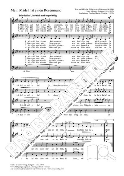 DL: J. Brahms: Mein Mädel hat einen Rosenmund As-D, GCh4 (Pa