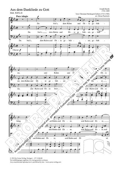 DL: J. Haydn: Aus dem Dankliede zu Gott Es-Dur, GchKlav (Par