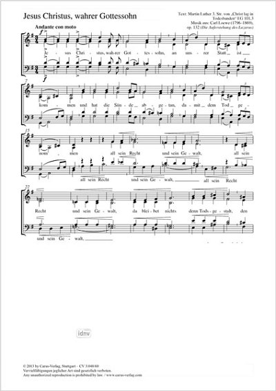 C. Loewe: Jesus Christus, wahrer Gottessohn G-Dur op. 132 (1863)