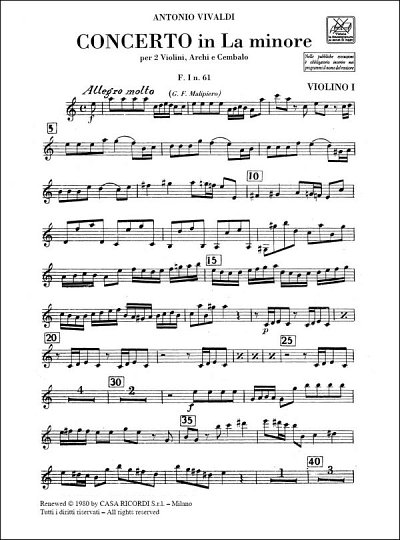 A. Vivaldi: Concerto Per Vl. Archi E B.C.: P, Sinfo (Stsatz)