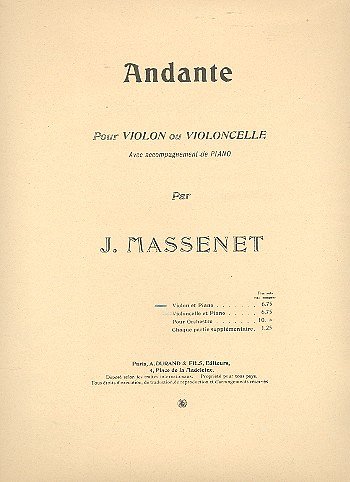 J. Massenet: Andante Violon-Piano , VlKlav (KlavpaSt)