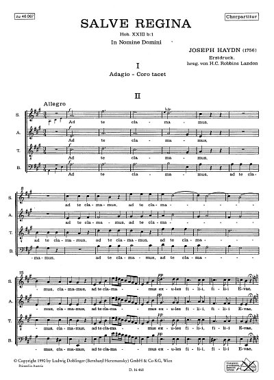 AQ: J. Haydn: Salve Regina E-Dur Hob. XXIIIb, GesGc (B-Ware)