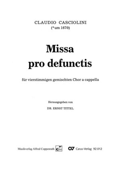 Casciolini Claudio: Missa pro defunctis