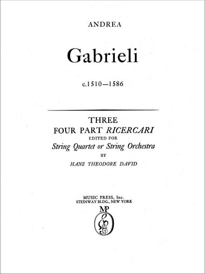 G. Andrea: Three Four-part Ricercari, 2VlVaVc (Pa+St)